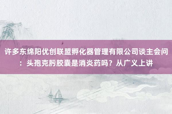 许多东绵阳优创联盟孵化器管理有限公司谈主会问：头孢克肟胶囊是消炎药吗？从广义上讲